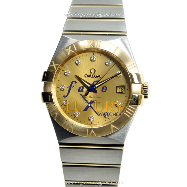 Omega 123.20.35.20.58.001 CONSTELLATION Auto 18kt Gold/Steel Watch | 35mm | Swiss | Sapphire | Gold - Luxury Replica Watch