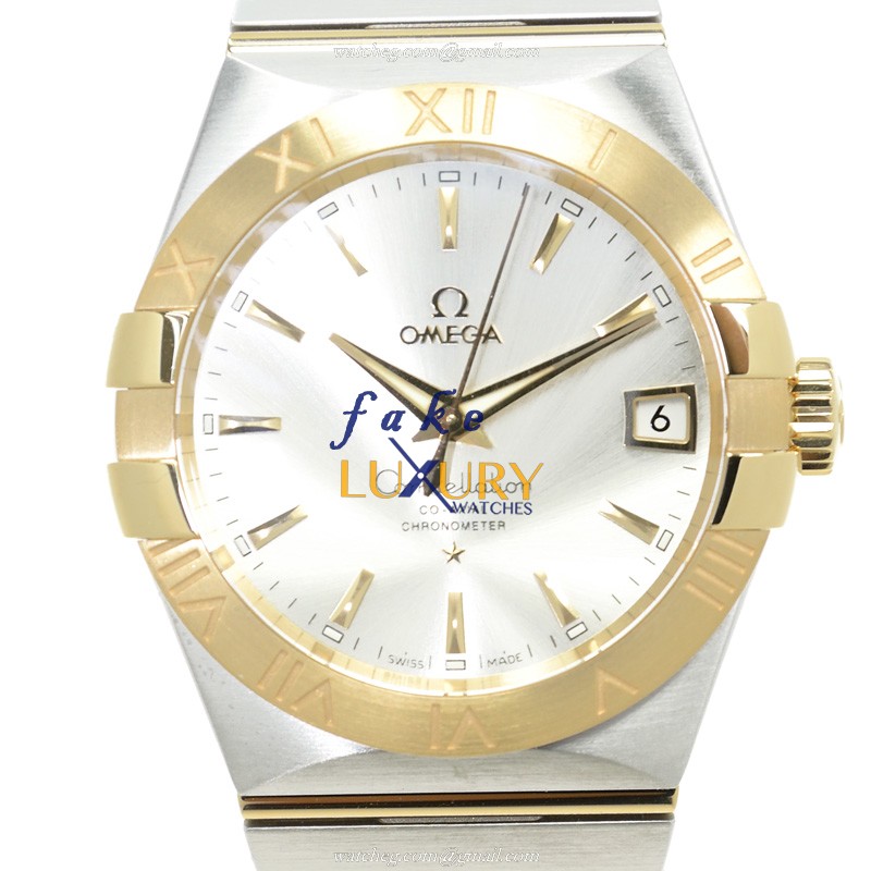 123.20.38.21.02.002 - Omega Constellation Replica Watch Automatic 38mm Silver Dial Gold Steel - Luxury Replica Watch