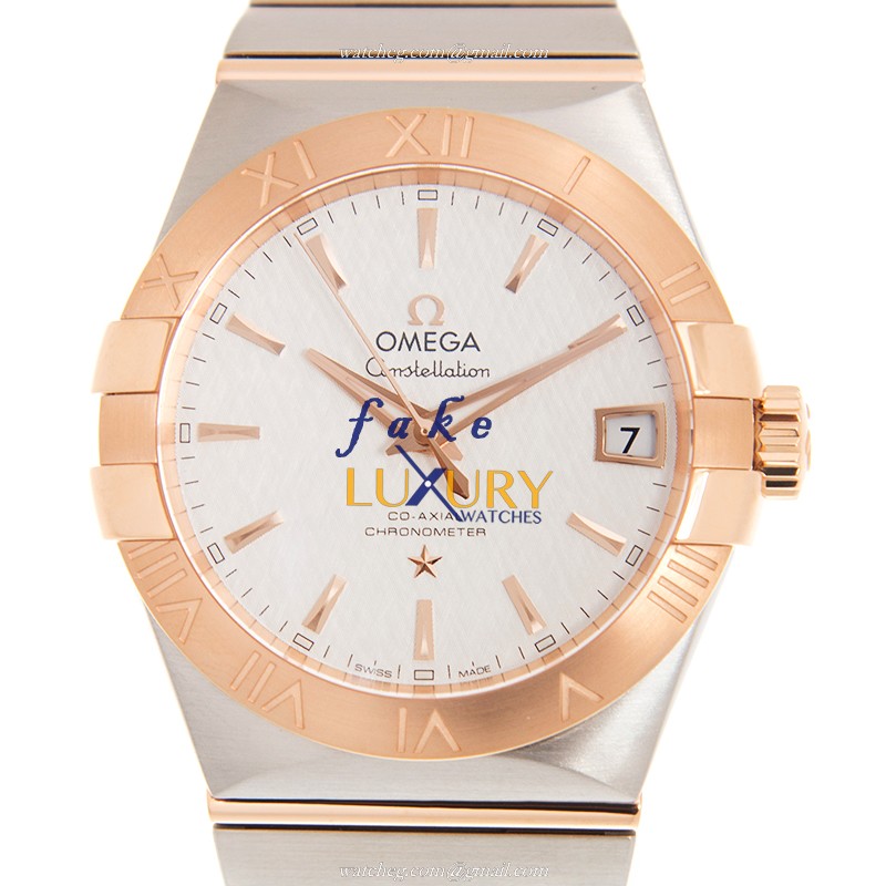 Omega Constellation 123.20.38.21.02.007 Automatic 18kt Rose Gold Steel White Dial Replica Watch - Luxury Replica Watch