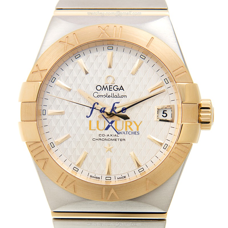 Omega Constellation 123.20.38.21.02.009 Replica Watch, Automatic, Silver White Dial, 18kt Gold & - Luxury Replica Watch