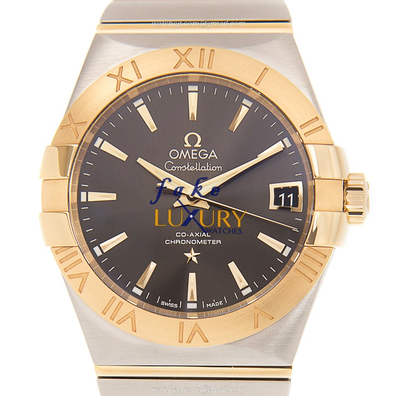 123-20.38.21.06.001-OMEGA CONSTELLATION Automatic Replica Watch - Gray Dial - Silver & Gold Strap - Luxury Replica Watch