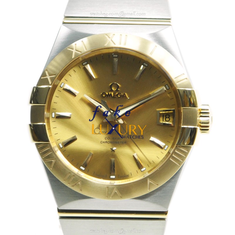 Omega 123.20.38.21.08.001 CONSTELLATION Automatic 18kt Gold & Steel - Replica Watch - Gold Dial - Luxury Replica Watch