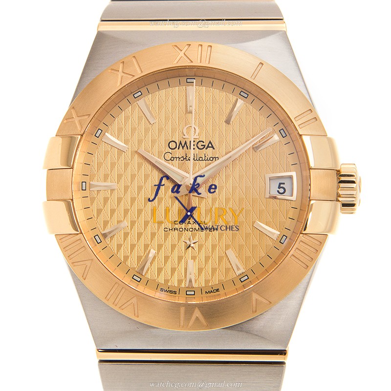 -123.20.38.21.08.002 - Omega Constellation Automatic 18kt Gold & Steel Replica Watch - Gold Dial - Luxury Replica Watch