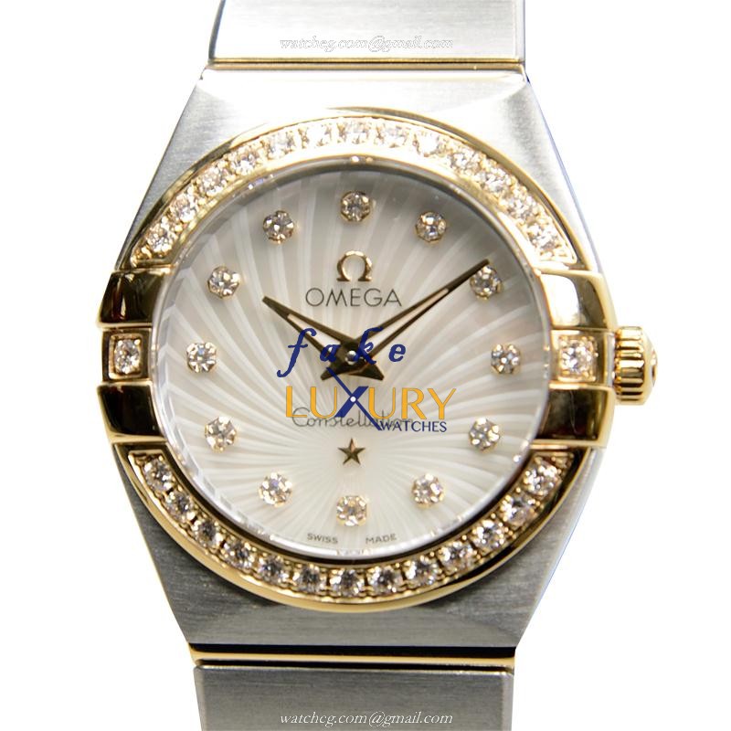 Omega Constellation 123.25.24.60.55.004 Replica Watch, Quartz, White Dial, 18kt Gold & Steel, 24mm - Luxury Replica Watch