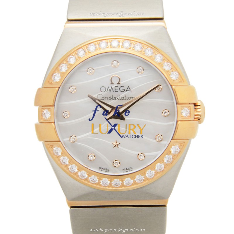 Omega Constellation 123.25.24.60.55.012 Replica Watch, Quartz, White Dial, 18kt Rose Gold & - Luxury Replica Watch