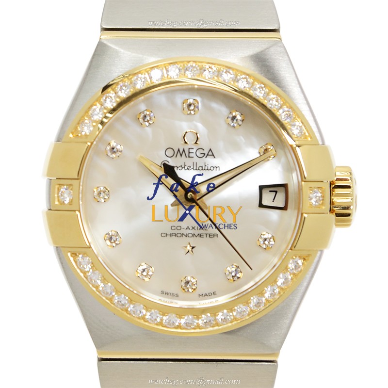 Omega 123.25.27.20.55.003 Constellation Automatic 18kt Gold Diamond Steel Silver Dial Replica Watch - Luxury Replica Watch