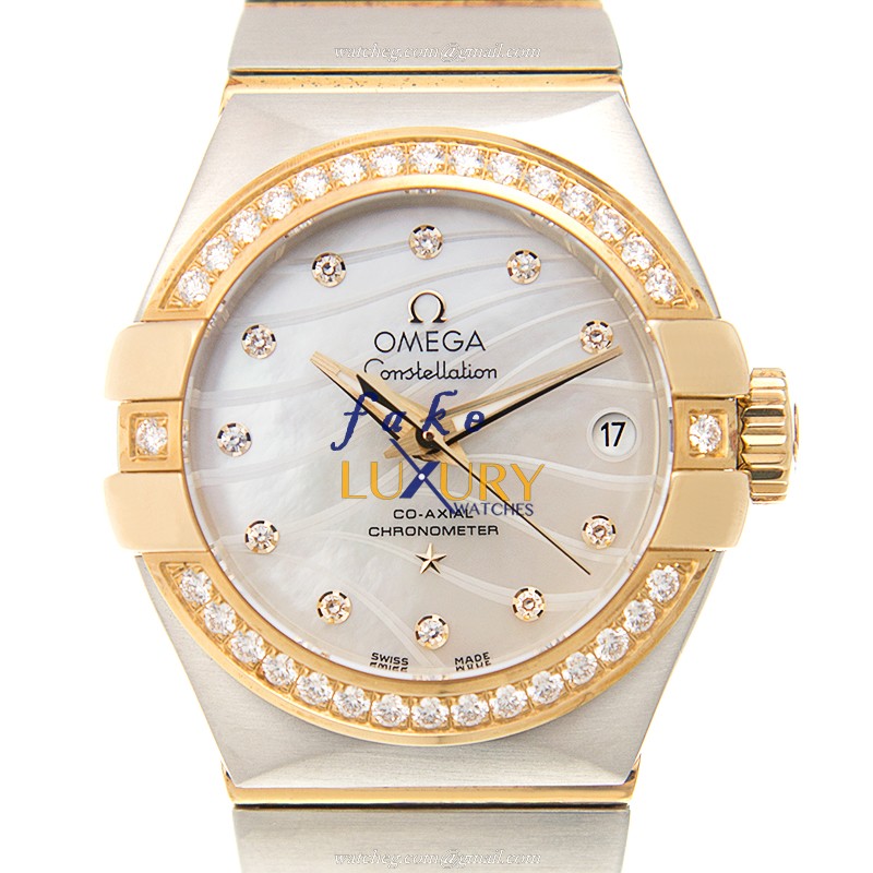 Omega Constellation 123.25.27.20.55.004 Replica Watch, Automatic, White Mother of Pearl Dial, 18kt - Luxury Replica Watch