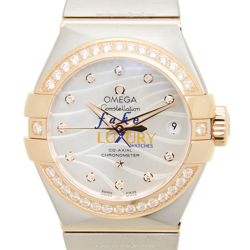 Omega 123.25.27.20.55.005 Constellation Replica Watch, Automatic, White Mother of Pearl Dial, 18kt - Luxury Replica Watch