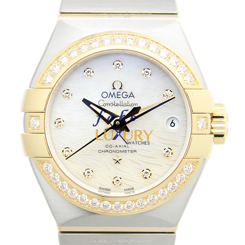 Omega 123.25.27.20.55.007 CONSTELLATION | Automatic | 18kt Gold Diamond Steel | White Dial Silver - Luxury Replica Watch
