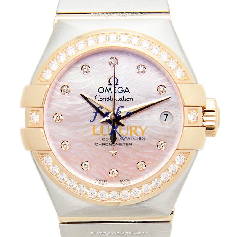 Omega 123.25.27.20.57.004 Constellation Auto 18kt Rose Magic Diamond Replica Watch - Luxury Replica Watch