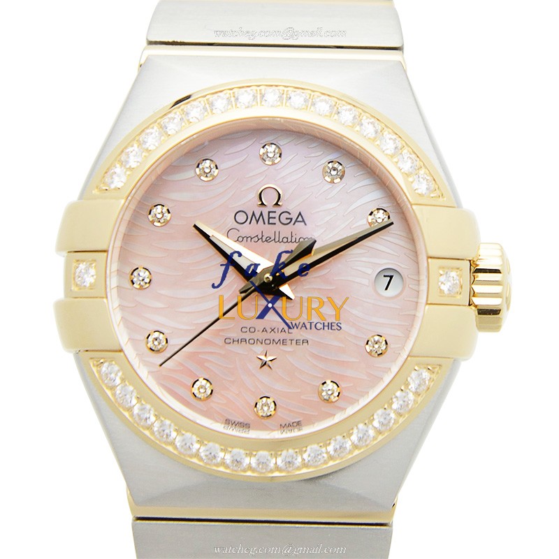 -12325272057005-Replica Omega Constellation Watch - Automatic - Pink Dial - Luxury Replica Watch