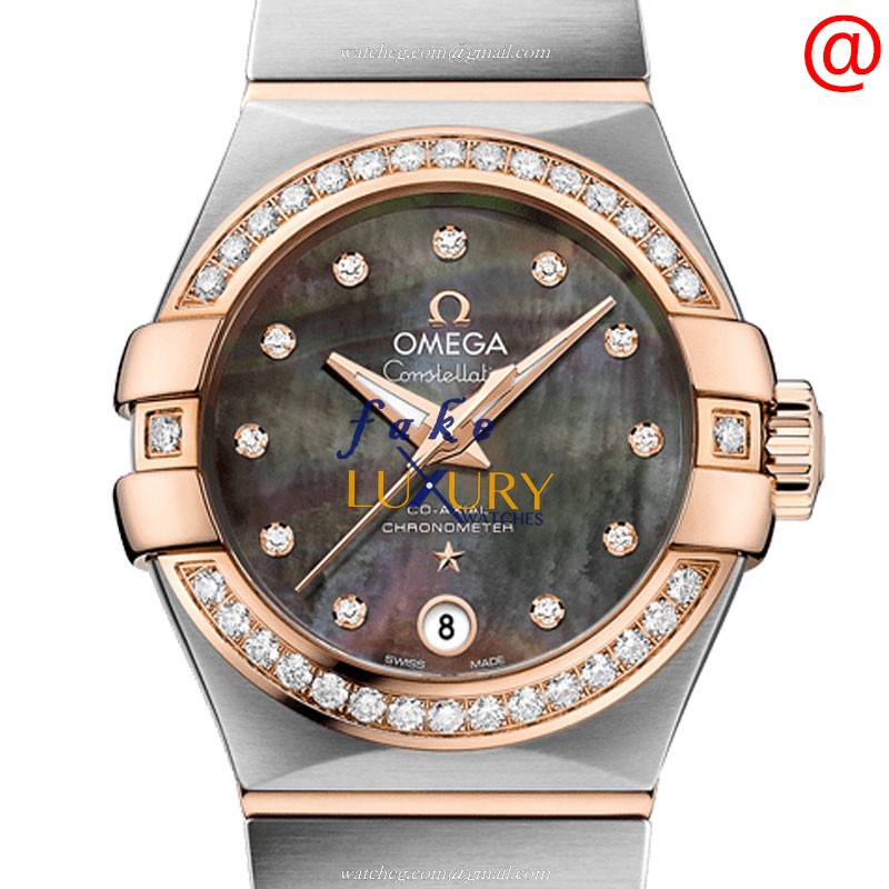 Omega Constellation 123.25.27.20.57.006 Replica Watch, Gray Dial, Rose Gold & Steel Case, Automatic - Luxury Replica Watch