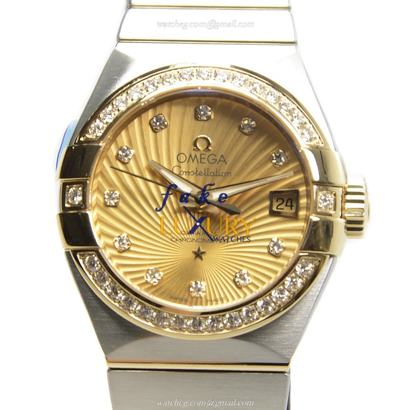 Omega 123.25.27.20.58.001 Constellation Replica Watch, 27mm, Automatic, Gold Diamond Steel Case - Luxury Replica Watch