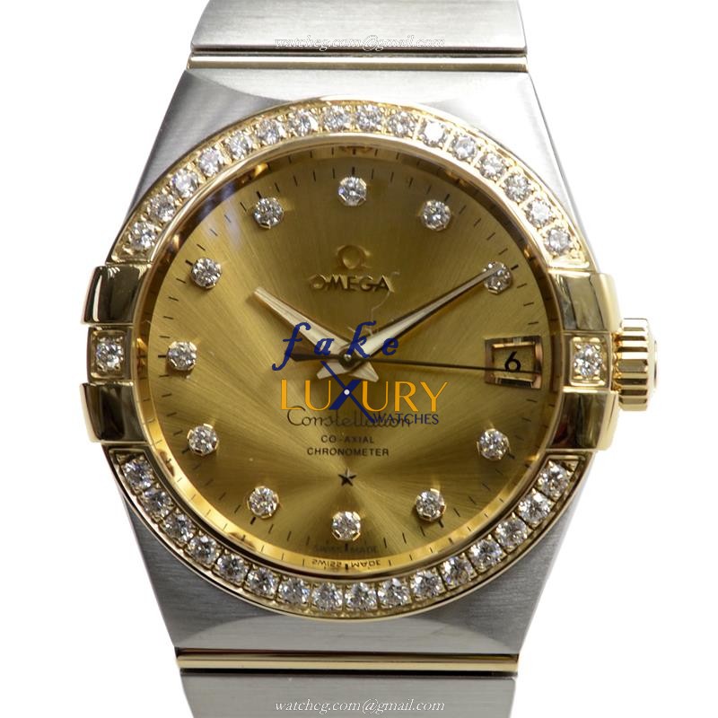 Omega 123.25.38.21.58.001 Constellation Auto 18kt Gold Diamond Steel Replica Watch - Luxury Replica Watch
