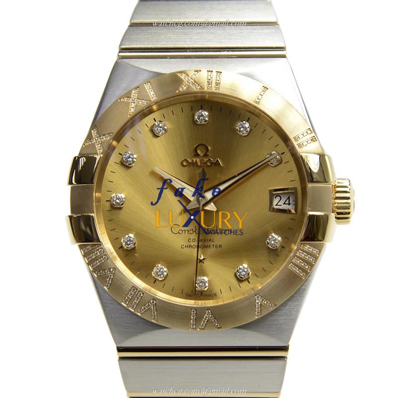 Omega 123.25.38.21.58.002 Constellation Auto 18kt Gold/Steel Replica Watch - Luxury Replica Watch