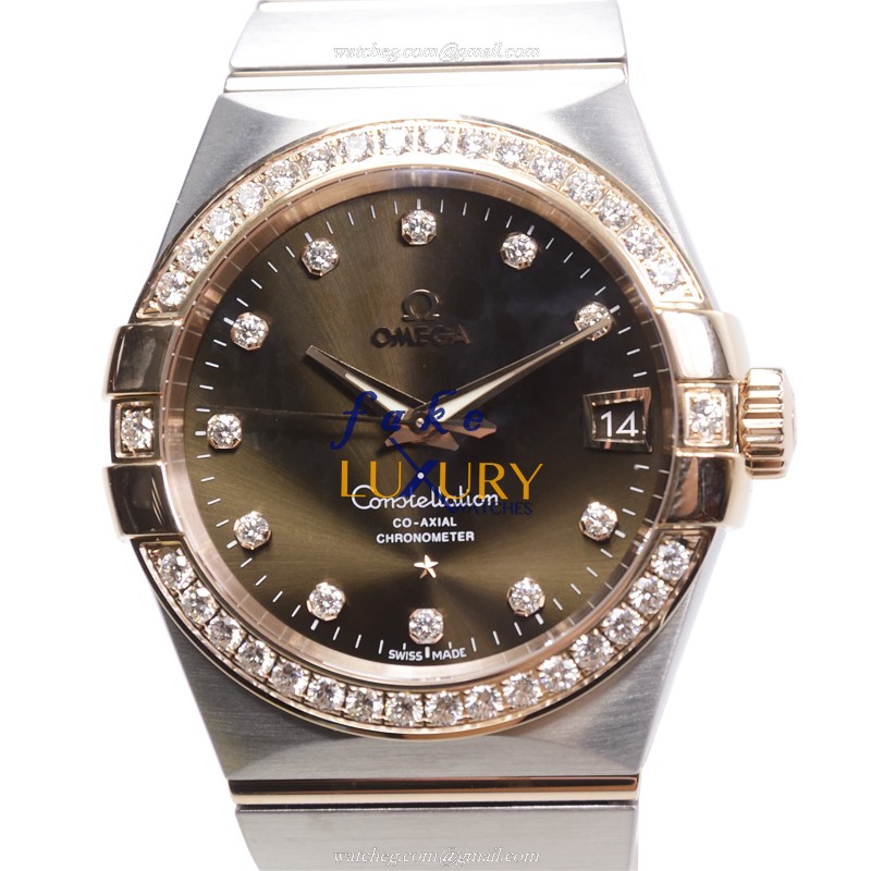 Omega 123.25.38.21.63.001 Constellation Auto 18kt Rose Magic Diamond Replica Watch - Luxury Replica Watch