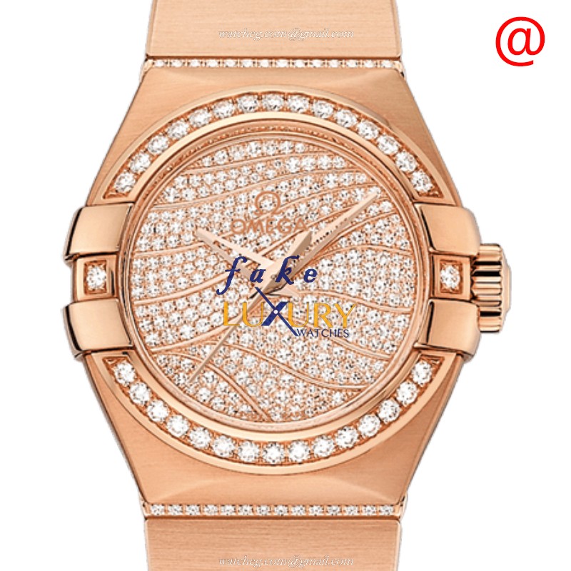 Omega 123.55.27.20.55.006 Constellation Auto 18kt Rose Gold Diamond Replica Watch - Luxury Replica Watch