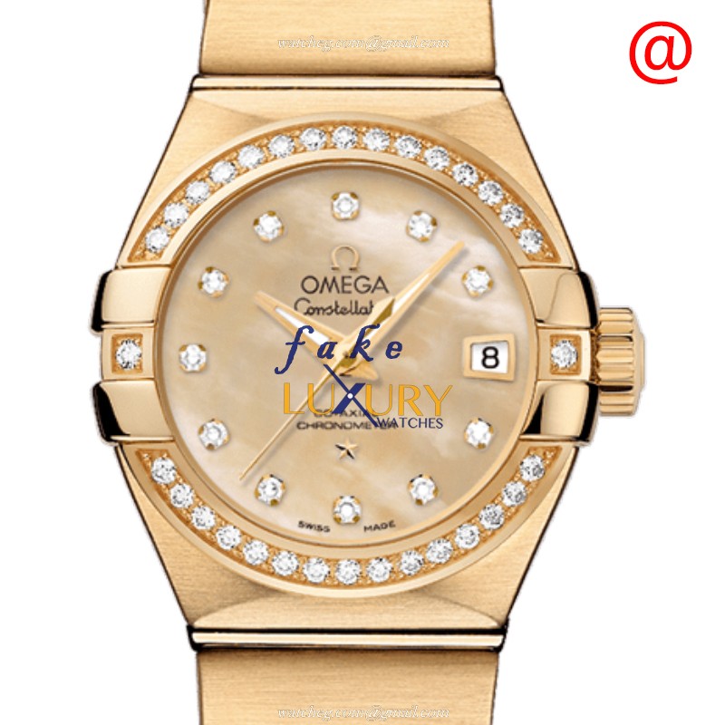 Omega 123.55.27.20.57.002 Replica Watch 18kt Gold Diamond Automatic Constellation 27mm - Luxury Replica Watch