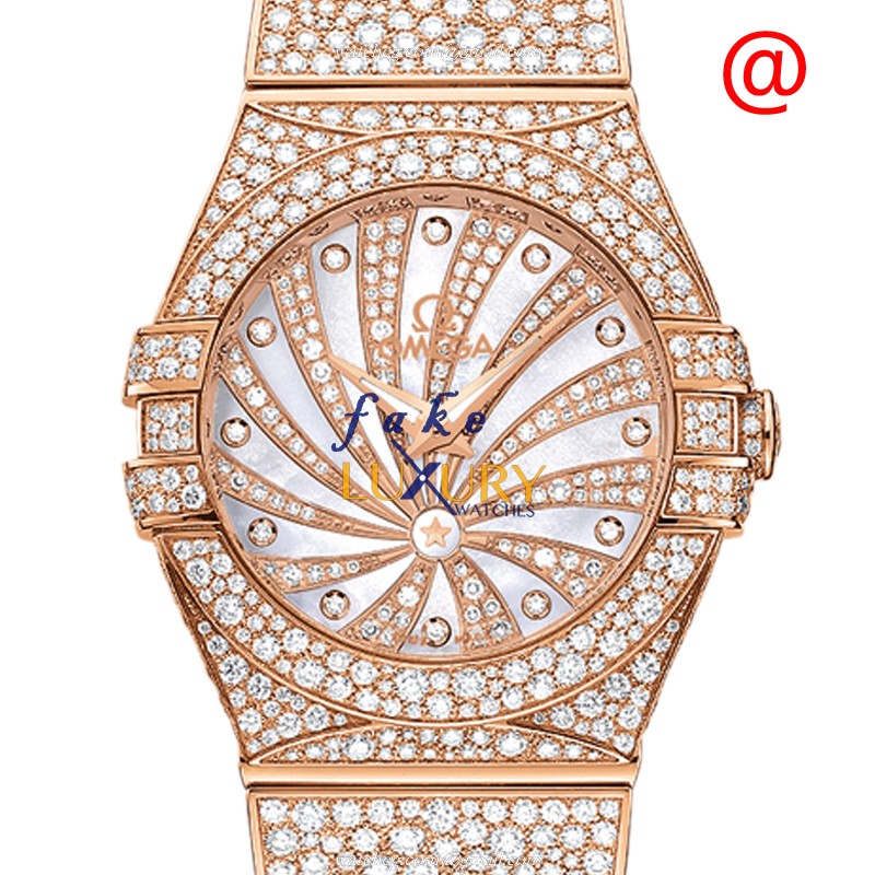 -12355276055.009 - Omega CONSTELLATION Quartz 18kt Rose Gold & Diamond Replica Watch - Luxury Replica Watch