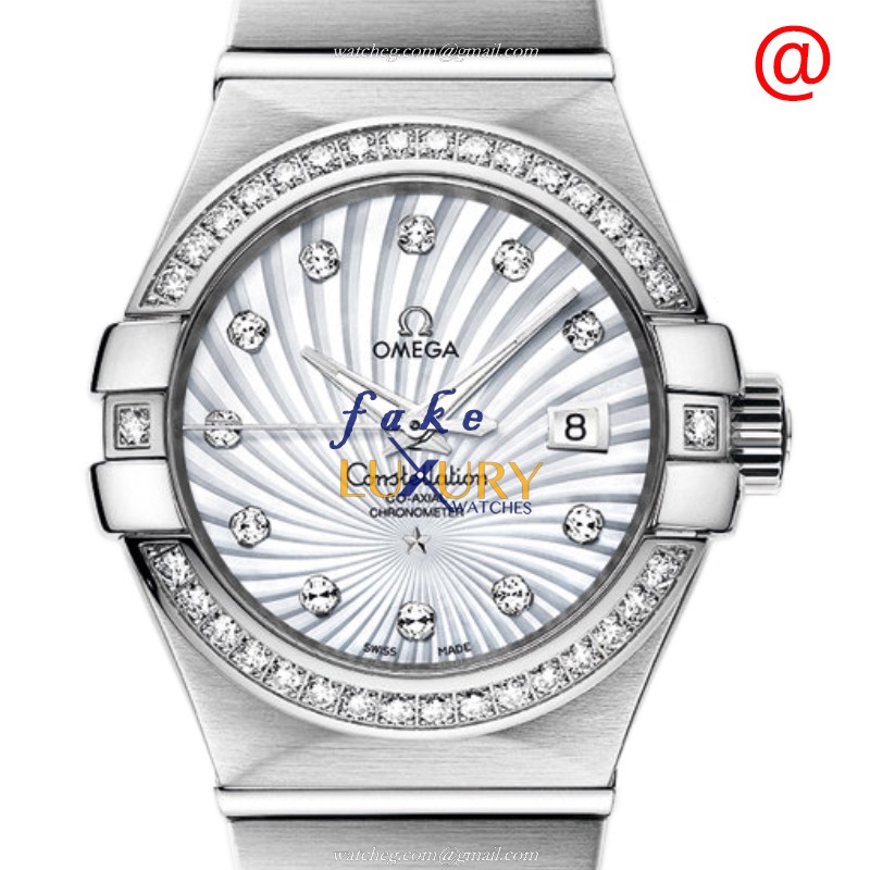 Omega 123.55.31.20.55.003 Constellation Auto 18kt White Gold Diamond Replica Watch - Luxury Replica Watch