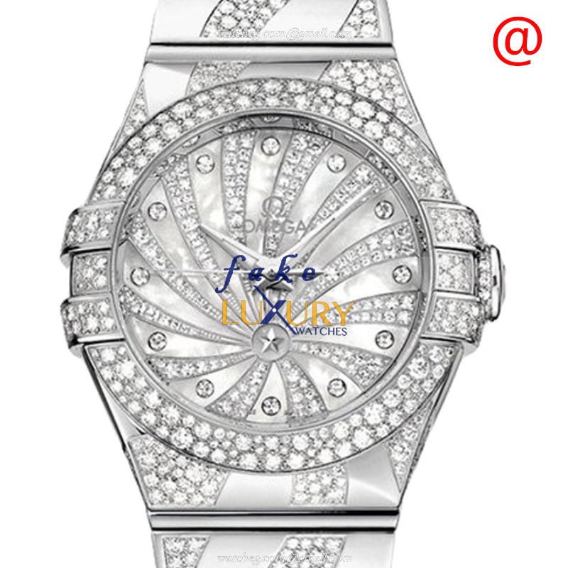 Omega 123.55.31.20.55.009 Constellation Automatic 18kt White Gold Diamond Replica Watch - Luxury Replica Watch