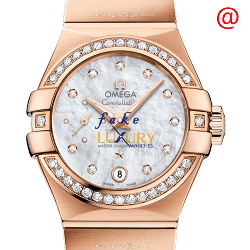 Omega 127.55.27.20.55.001 Constellation Automatic 18kt Rose Gold & Diamond Replica Watch, Swiss - Luxury Replica Watch