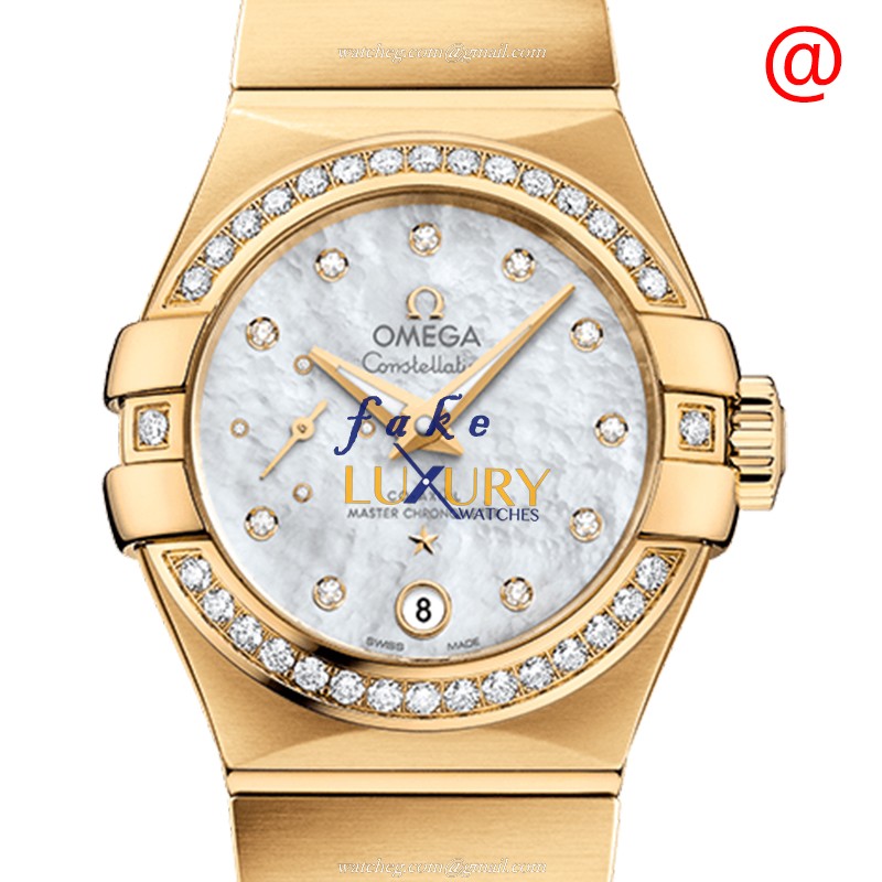 Omega 127.55.27.20.55.002 CONSTELLATION Auto 18kt Gold Diamond Dial Replica Watch - Luxury Replica Watch