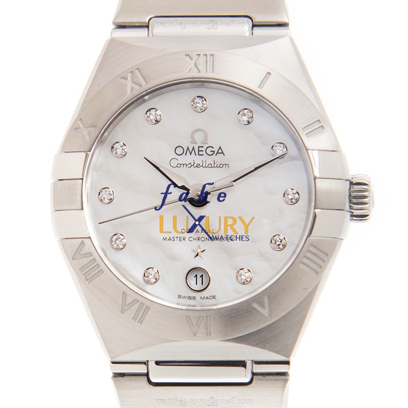 Omega 131.10.29.20.55.001 Constellation Auto Swiss Movement Replica Watch, White Dial, Silver - Luxury Replica Watch