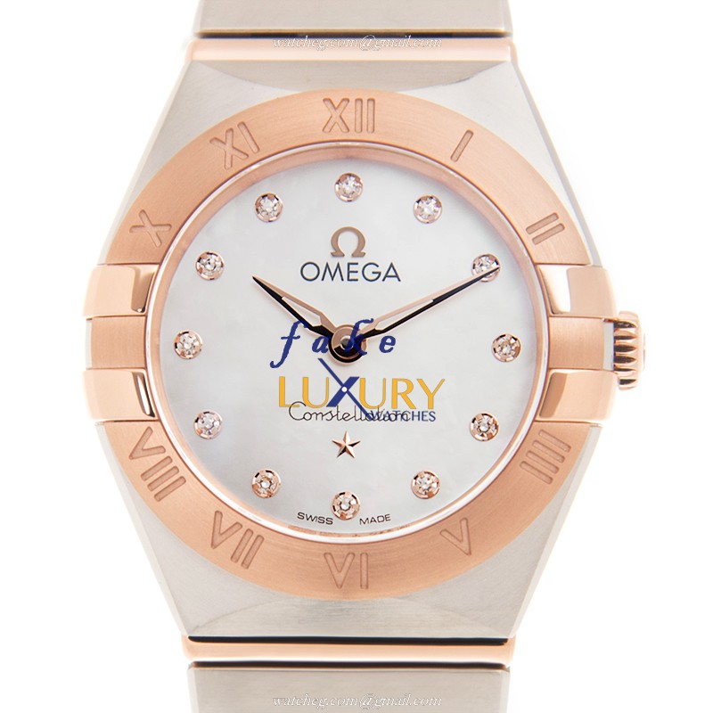 Omega CONSTELLATION 131.20.25.60.55.001 | Quartz 18kt Rose Gold & Steel | White Mother of Pearl - Luxury Replica Watch