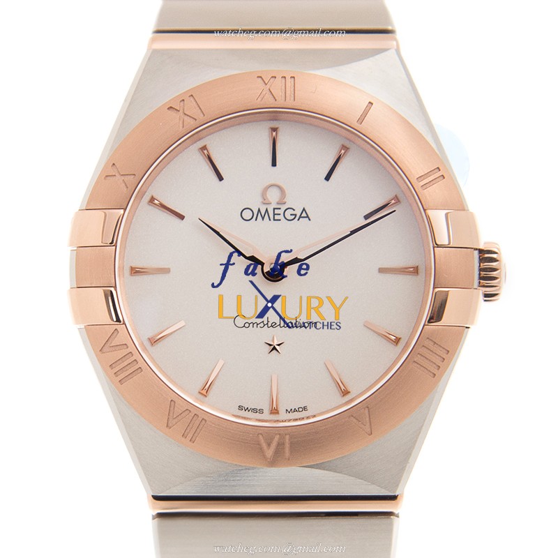 Omega 131.20.28.60.02.001 Constellation Quartz 28mm 18kt Rose Gold Steel White Dial Replica Watch - Luxury Replica Watch