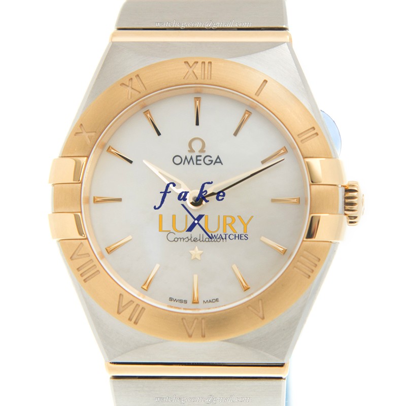 Omega 131.20.28.60.05.002 Constellation Quartz 18kt Gold Steel Replica Watch - White Dial Silver - Luxury Replica Watch