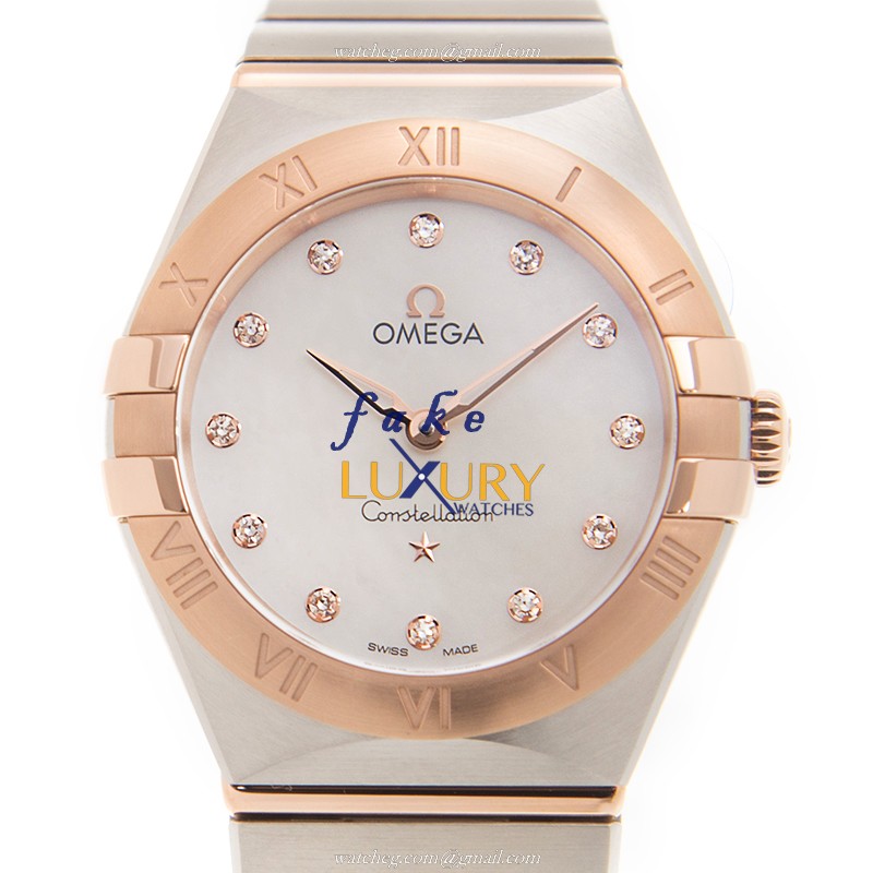 Omega 131.20.28.60.55.001 Constellation Quartz 18kt Rose Magic Diamond Replica Watch - Swiss - Luxury Replica Watch