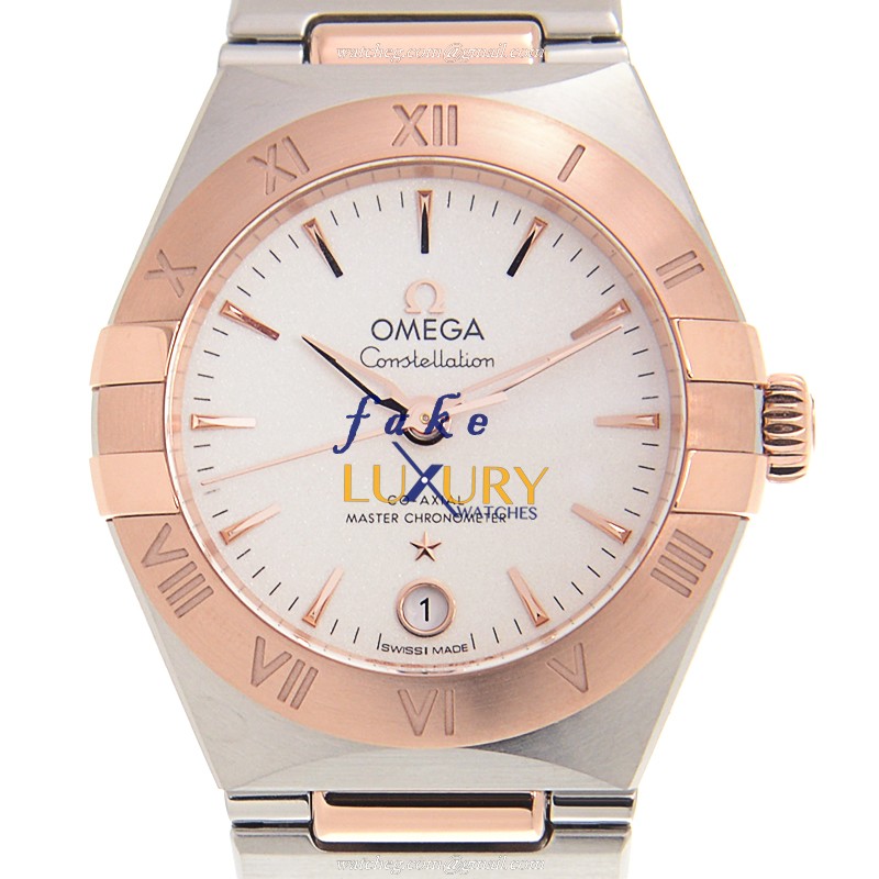 Omega 131.20.29.20.02.001 Constellation Replica Watch - Automatic - 18kt Rose Gold & Steel - White - Luxury Replica Watch