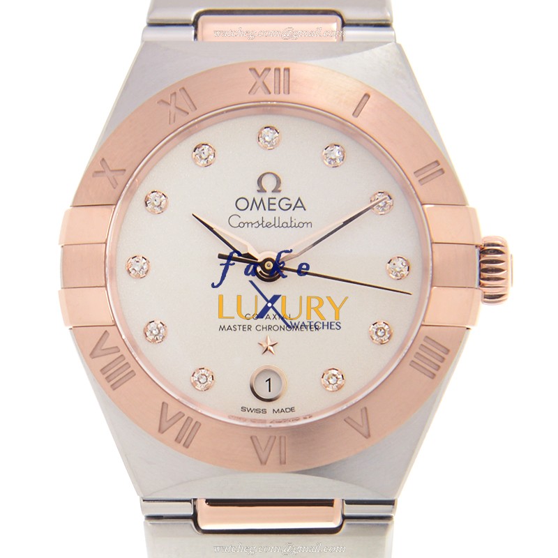 Omega 131.20.29.20.52.001 Constellation Replica Watch, Automatic, White Dial, 18kt Rose Gold & - Luxury Replica Watch