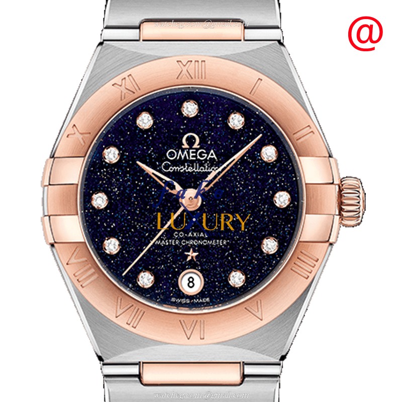 131.20.29.20.53.002 - Omega Constellation Replica Watch - Blue Dial - 18kt Rose Gold Steel - Luxury Replica Watch