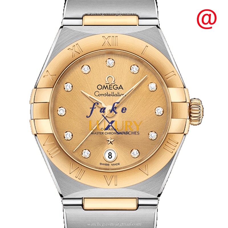 Omega Constellation 131.20.29.20.58.001 Replica Watch, Automatic, Gold Dial, 18kt Gold & Steel - Luxury Replica Watch