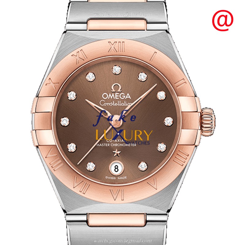 Omega Replica Watch 131.20.29.20.63.001 Constellation Auto 18kt Rose Gold & Steel Brown Dial Silver - Luxury Replica Watch