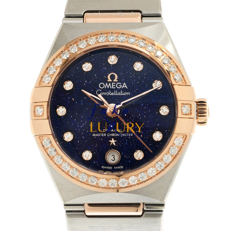 Omega 131.25.29.20.53.002 - Replica Watch - Blue Dial - Automatic - 18kt Rose Gold & Steel Strap - Luxury Replica Watch