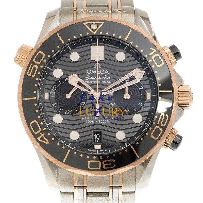 Omega 210.20.44.51.01.001 | Automatic | 18kt Rose Gold & Steel | Black Dial | Gold Strap | Replica - Luxury Replica Watch