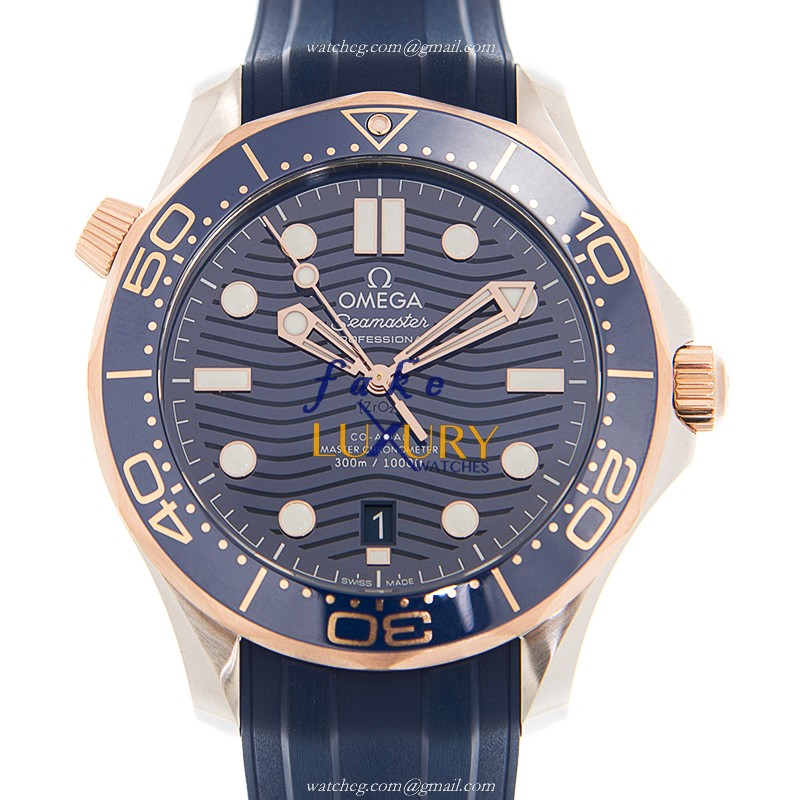 Omega 210.22.42.20.03.002 Automatic 18kt Rose Gold & Steel Replica Watch - Swiss Movement, Blue - Luxury Replica Watch