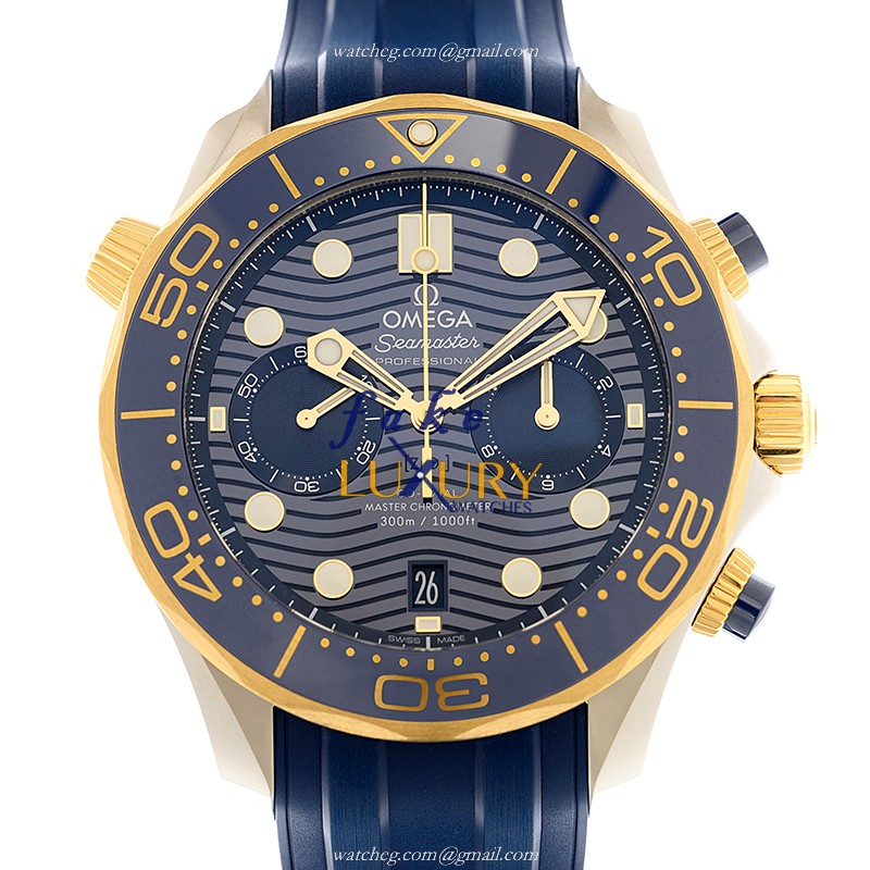 Omega Seamaster 210.22.44.51.03.001 Replica Watch, Automatic, Blue Dial, 18kt Gold & Steel Case - Luxury Replica Watch