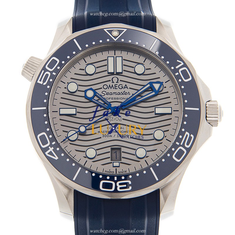 Omega Seamaster 210.32.42.20.06.001 Replica Watch With Automatic Movement, Gray Dial, Blue Rubber - Luxury Replica Watch