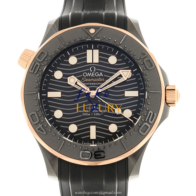 Omega 210.62.44.20.01.001 Seamaster Replica Watch Automatic Black Dial Ceramic Case Rubber Strap - Luxury Replica Watch