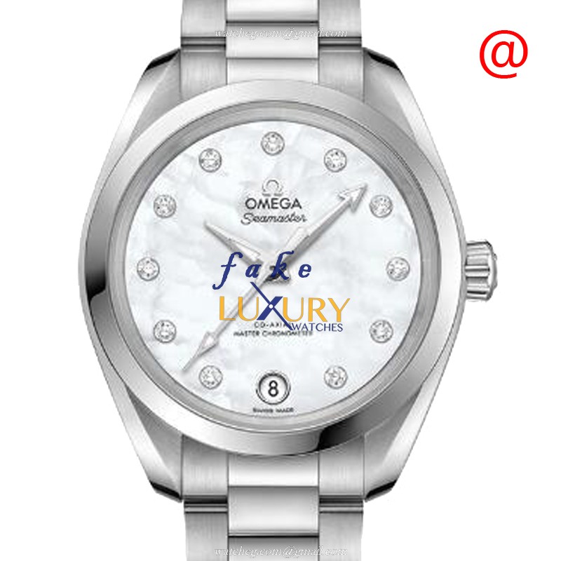 Omega SEAMASTER Automatic Stainless Steel Replica Watch 220.10.34.20.55.001, White Mother of Pearl - Luxury Replica Watch