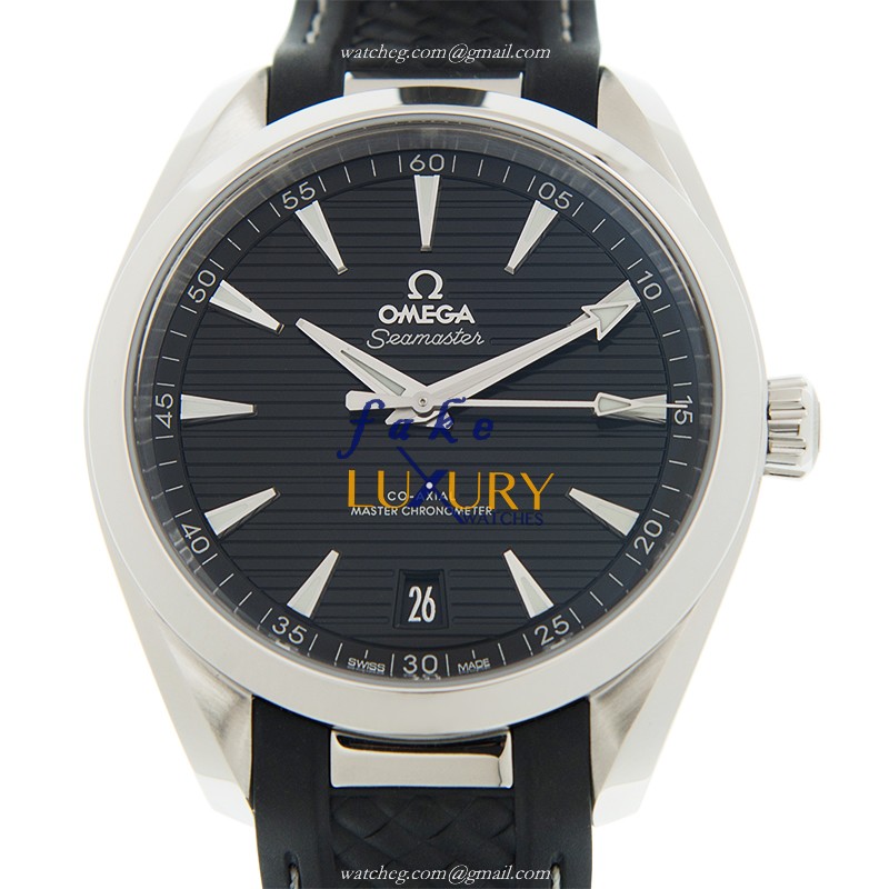 Omega 220.12.41.21.01.001 Replica Seamaster Automatic Black Dial Steel Case Leather Strap Watch - Luxury Replica Watch