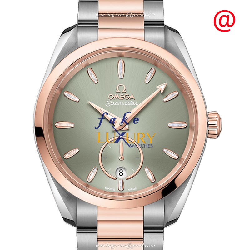 Omega Seamaster 220.20.38.20.10.001 Automatic Green Dial 18kt Rose Gold Steel Replica Watch - Luxury Replica Watch