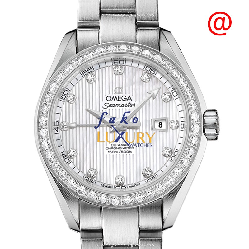 Omega Seamaster Replica Watch 231.15.34.20.55.001 Automatic White Mother of Pearl Diamond Dial - Luxury Replica Watch