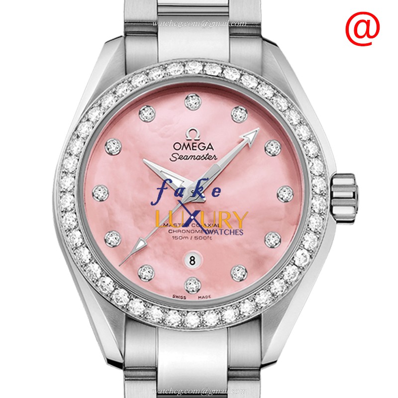 Omega 231.15.34.20.57.003 Seamaster Pink Dial Mother of Pearl | Automatic | Stainless Steel & - Luxury Replica Watch