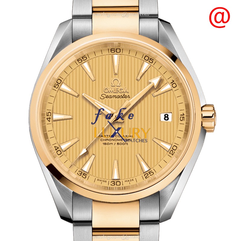 Omega 231.20.42.21.08.001 SEAMASTER Automatic 18kt Gold & Steel - Replica Watch - 41.5mm Gold Dial - Luxury Replica Watch