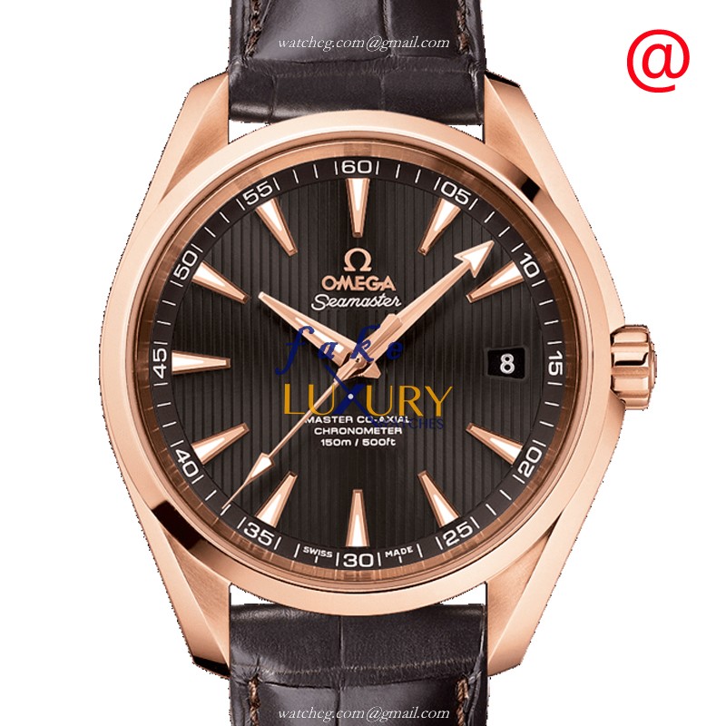 Omega 231.53.42.21.06.002 SEAMASTER Automatic 18kt Rose Gold - Brown Dial - Leather Strap Replica - Luxury Replica Watch